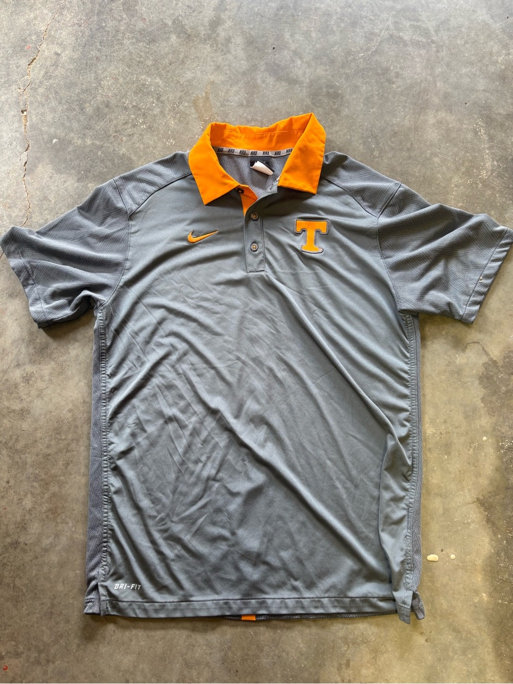 Nike Gray Polo with Orange Collar & Tennessee T Patch